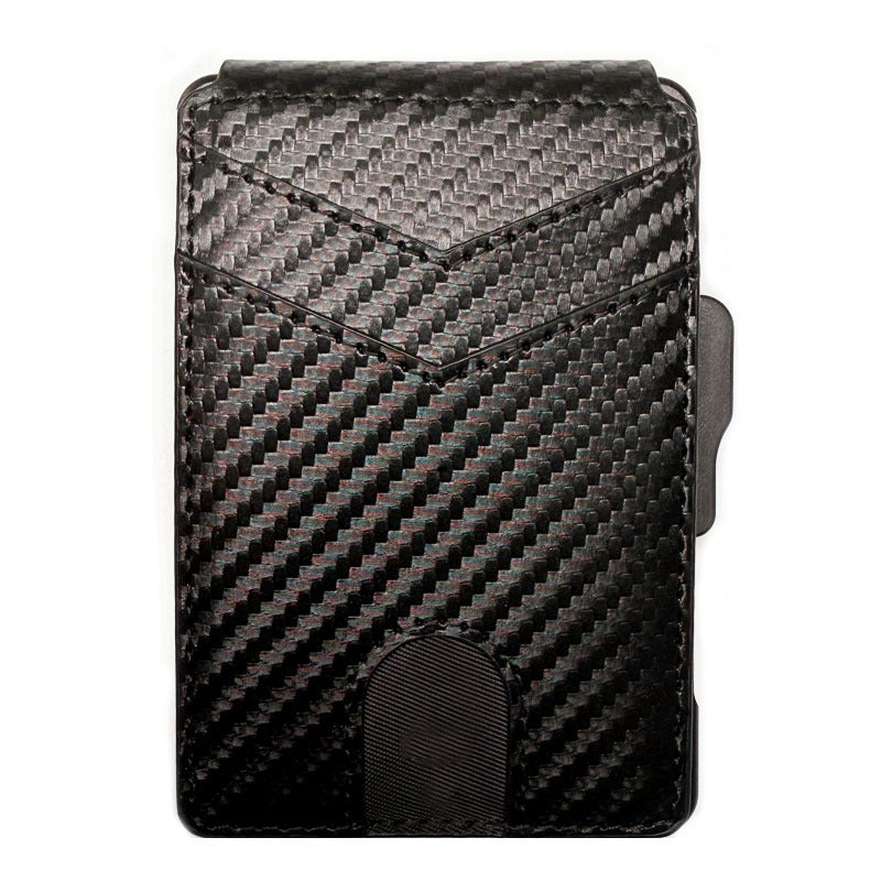 Wallet Men's Card Holder Large Capacity Flip Carbon Fiber Metal Cartridge
