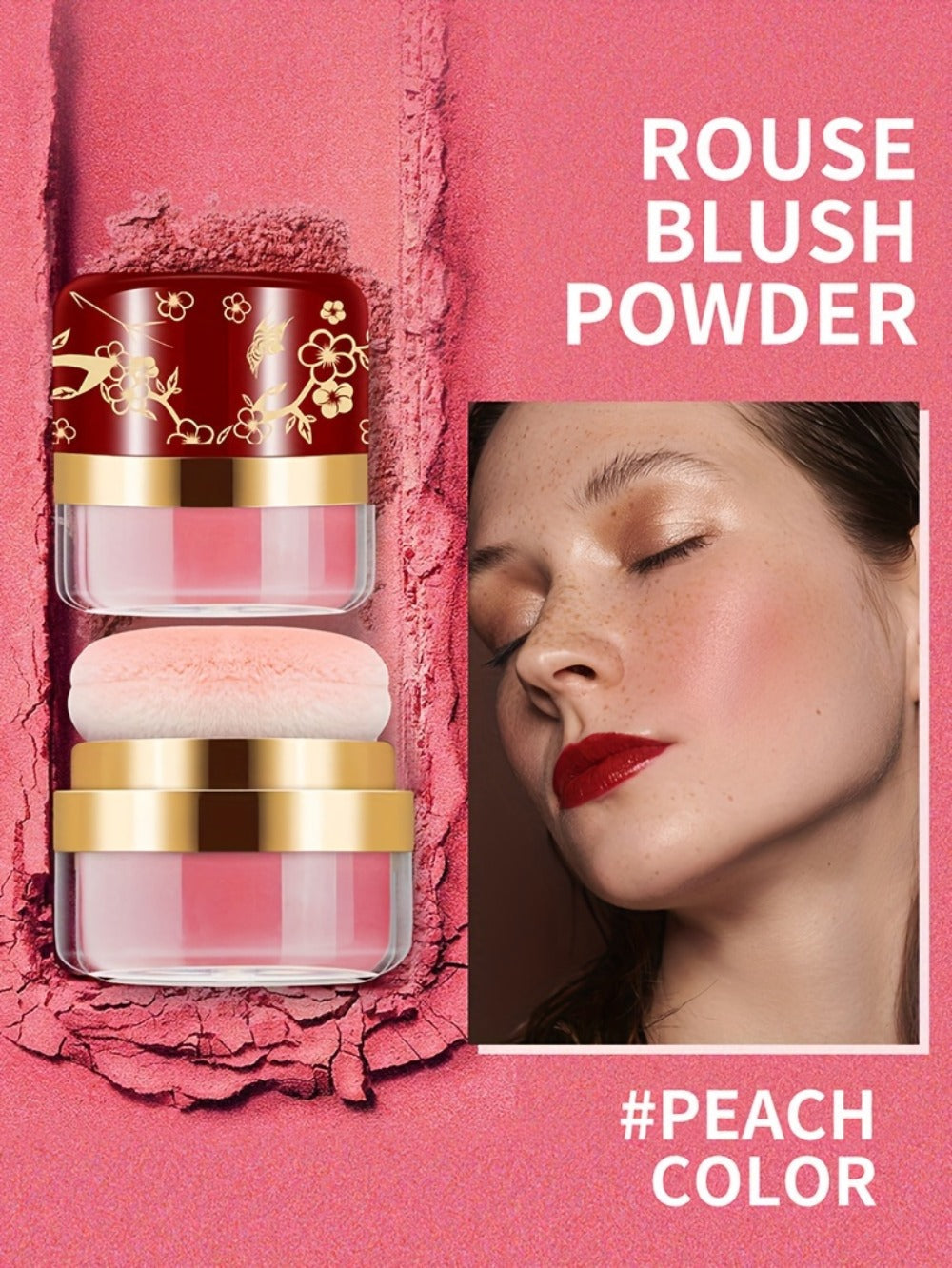 Powder Blush Set 3 Colors with Pearl Powder Rose Oil & Squalane Formula, for Makeup, Travel and Everyday Vanity Use — image 1