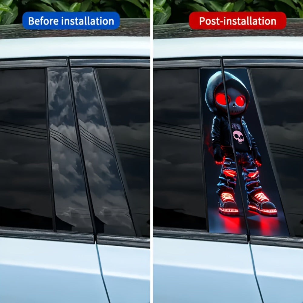 Pair of Red-Eyed Skull Character Car Decals, 19.7 x 9.8 Inch Each, for Smooth Exterior or Window Surfaces — image 5