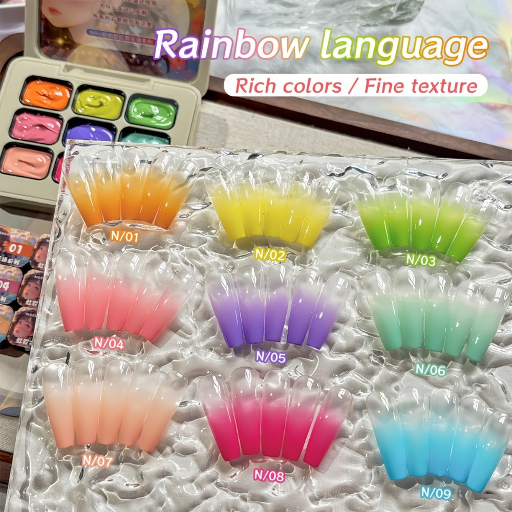 Gel Nail Polish MORDDA Nine-Color Rainbow Grid Set for Gradient and Ombre Manicure Art in One Compact Case — image 8
