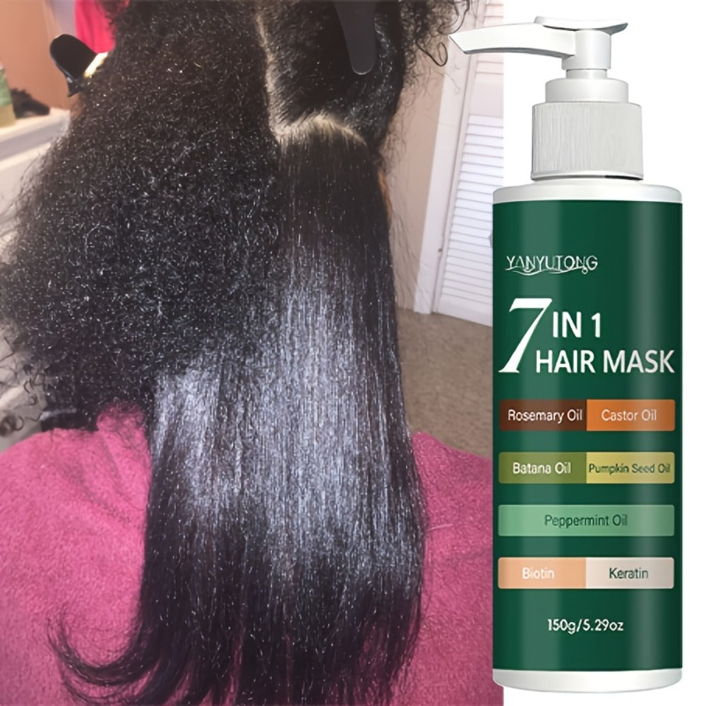 150g 7-in-1 Hair Mask in Green Pump Bottle with Rosemary, Batana, Peppermint and Pumpkin Seed Oils — image 1