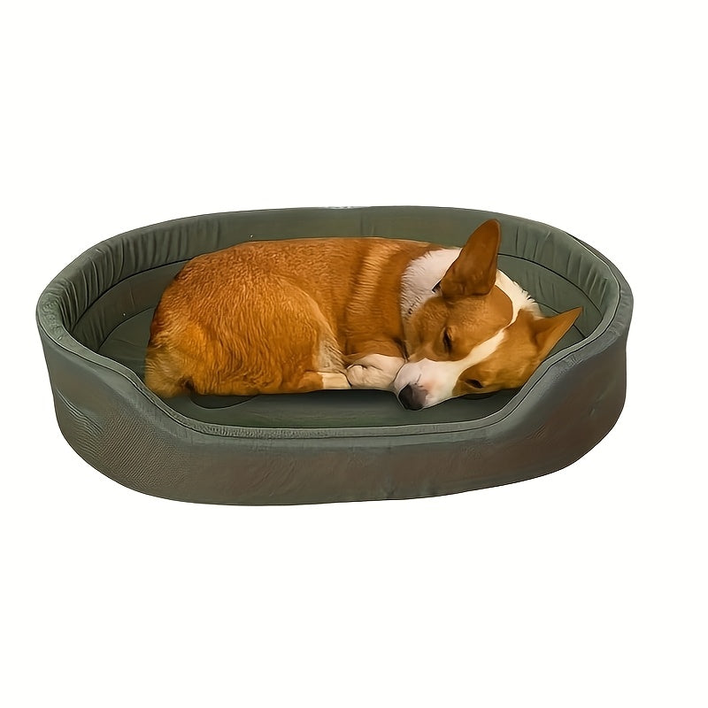 Oval Bolster Dog Bed with Gray or Green Cover and Three Labeled Sizes from M to 2XL, Six Variants — image 5