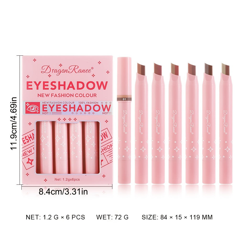 Dual-Color Eyeshadow Stick Set 6pcs Waterproof Two-Tone Eye Shadow Pencil, Smudge-Proof, Non-Fading — image 6