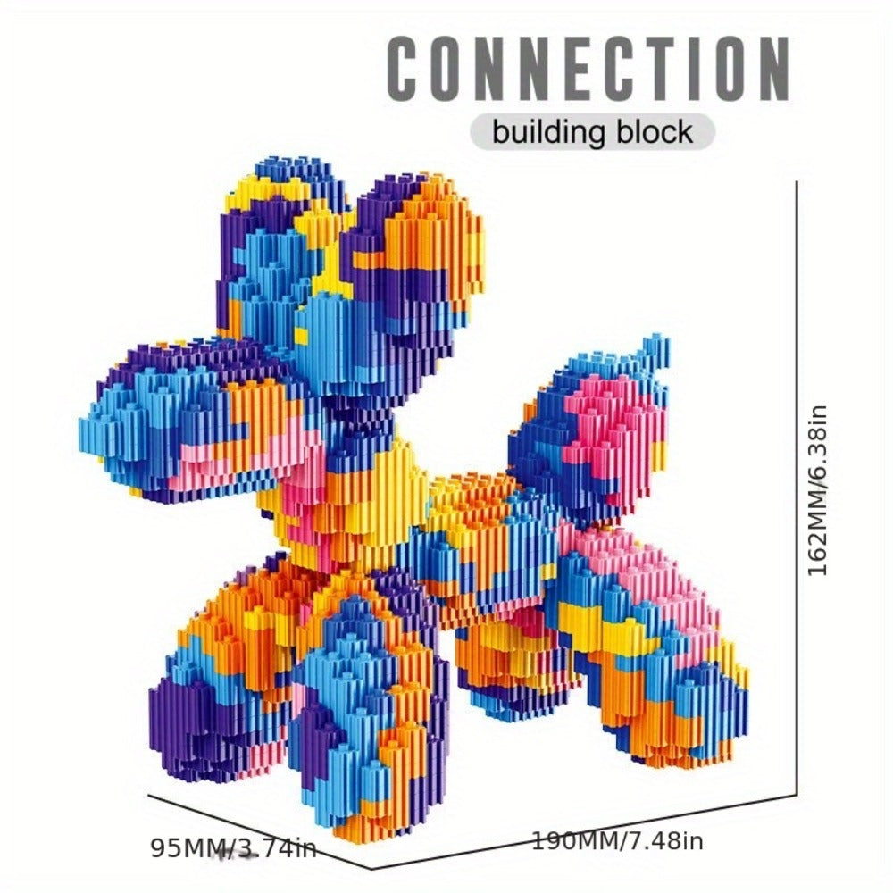 Balloon Dog Building Blocks Set – Colorful Interlocking Brick Sculpture Pop Art Home Decor Display Model for Adults Teens Art