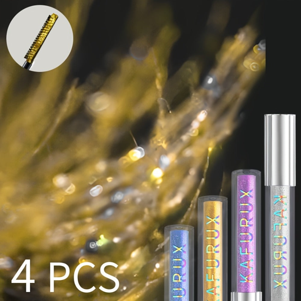 Colored Mascara Set 4pcs for Women – Vibrant Silver Blue Yellow Purple Curling Long-Lasting Formula, Highly Pigmented Bold Ey