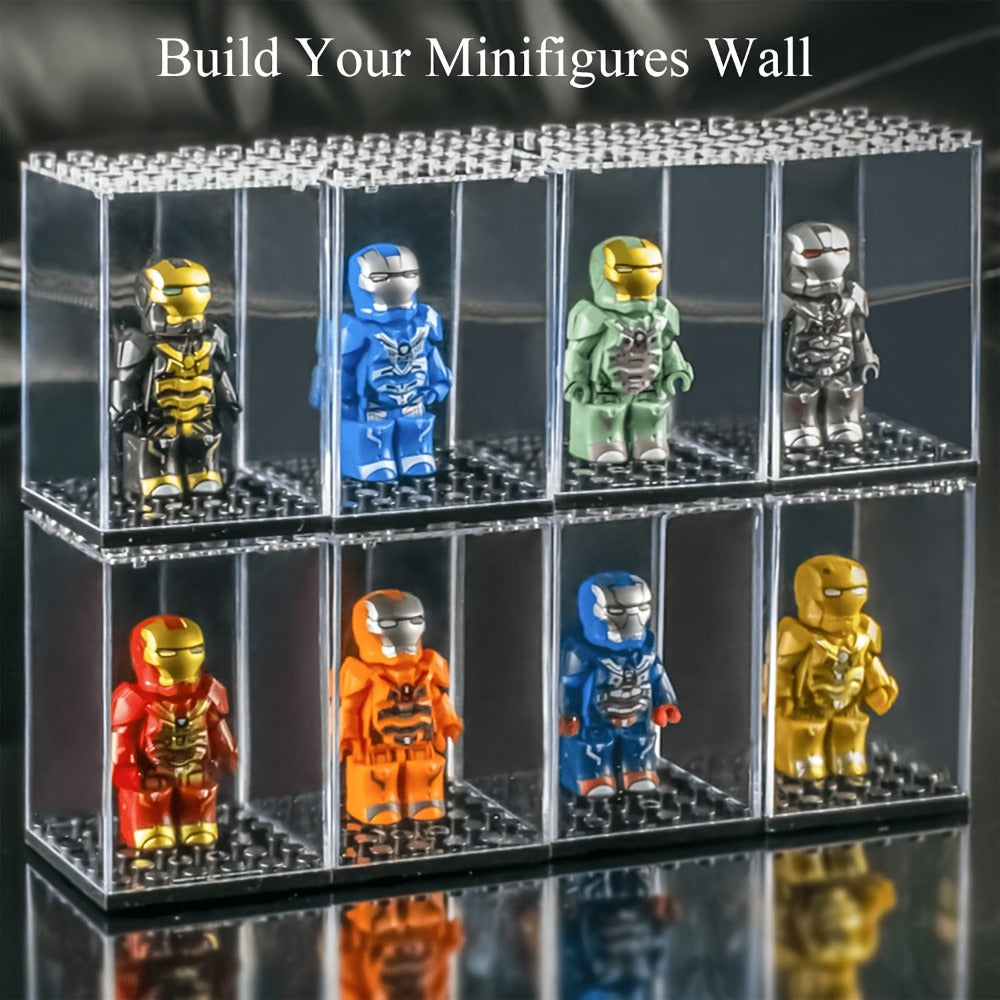 Minifigure Display Case 20-Pack – Clear Acrylic Stackable Storage Boxes for LEGO Figures, Action Figures & Collectibles | Dus