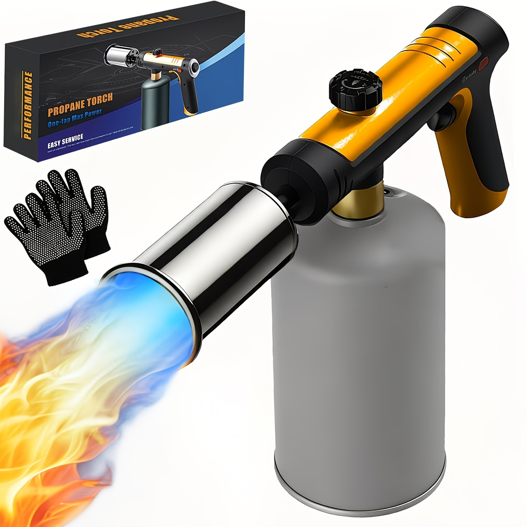 Propane Torch Gun with Safety Lock & One-Touch Max Fire, Adjustable Flame Butane Burner for Searing Steak — image 8