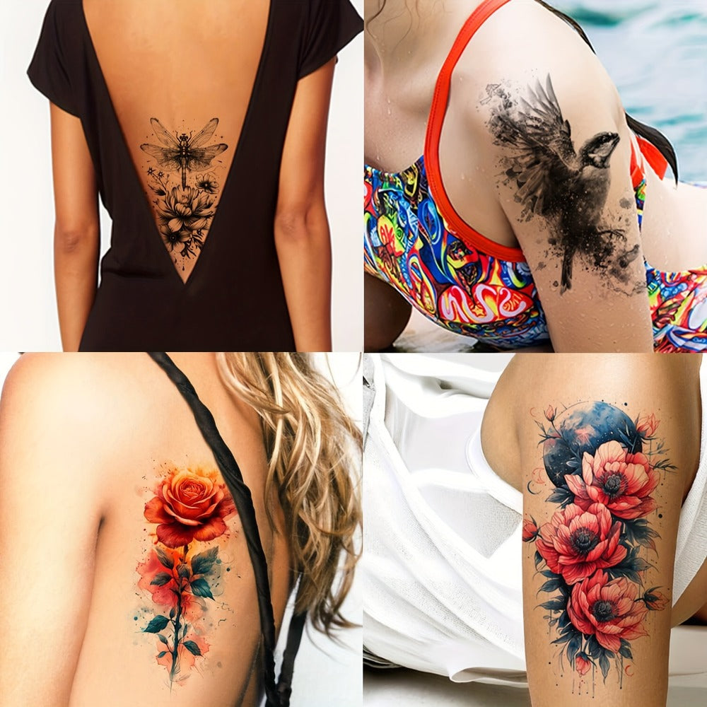 24-Sheet Watercolor Temporary Tattoo Set with Floral, Animal and Abstract Designs in 21 x 12 cm Format — image 7