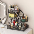 Cosmetic Organizer with Tissue Box Holder No-Installation Countertop Makeup Skincare Storage Rack for Bathroom Dresser Vanity
