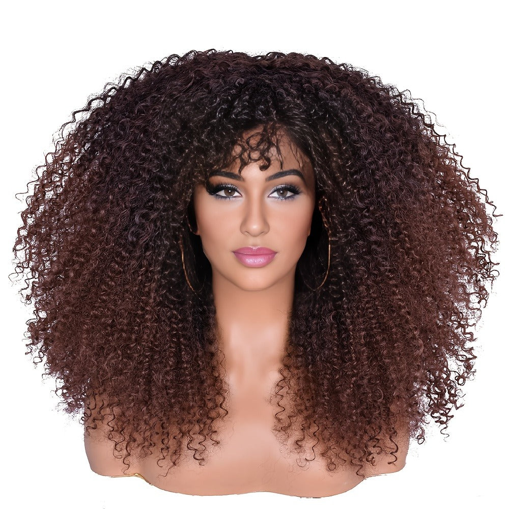 Synthetic Wig 18-Inch Kinky Curly Afro with Full Bangs, Glueless Straps and Combs for Costume Styling — image 12