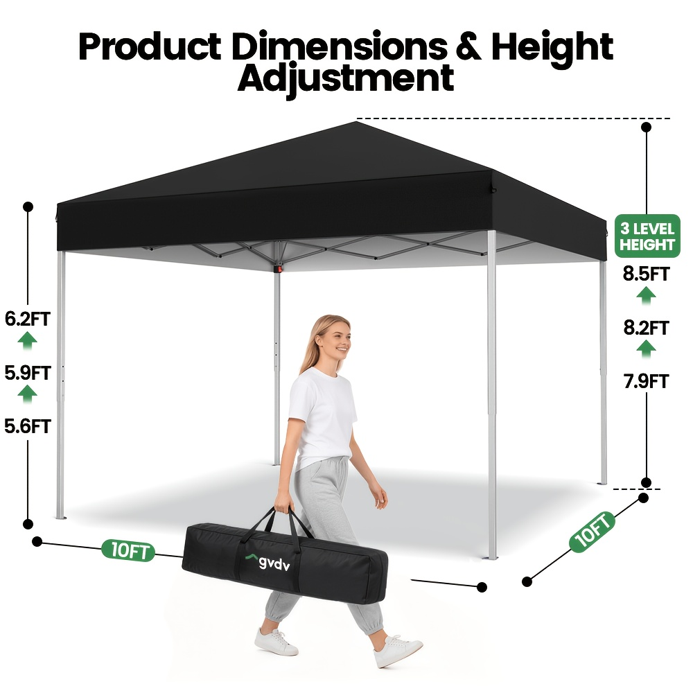 Straight-Leg 10x10ft Pop-Up Canopy Tent with 420D Oxford Top, Three Heights and Eight Colors — image 11