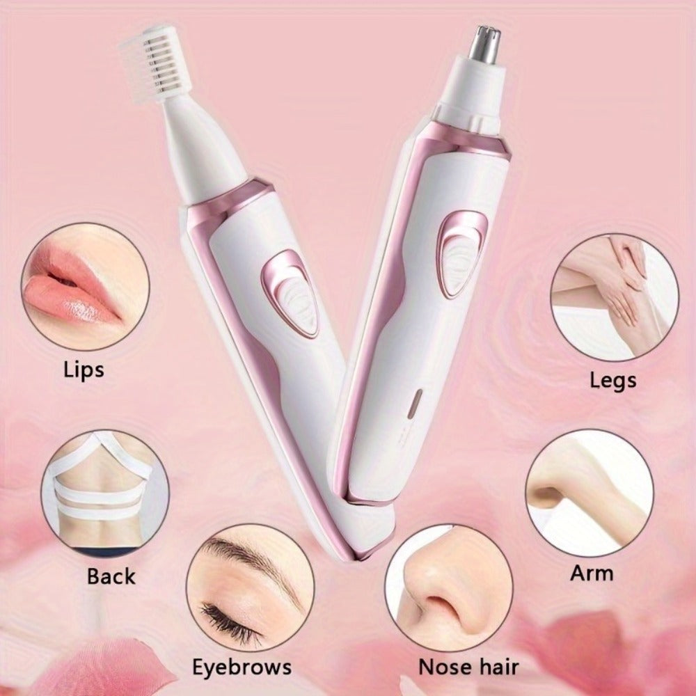 Electric Shaver for Women 4-in-1 Rechargeable Grooming Kit – Painless Hair Remover Eyebrow Trimmer Nose Hair Bikini Trimmer —