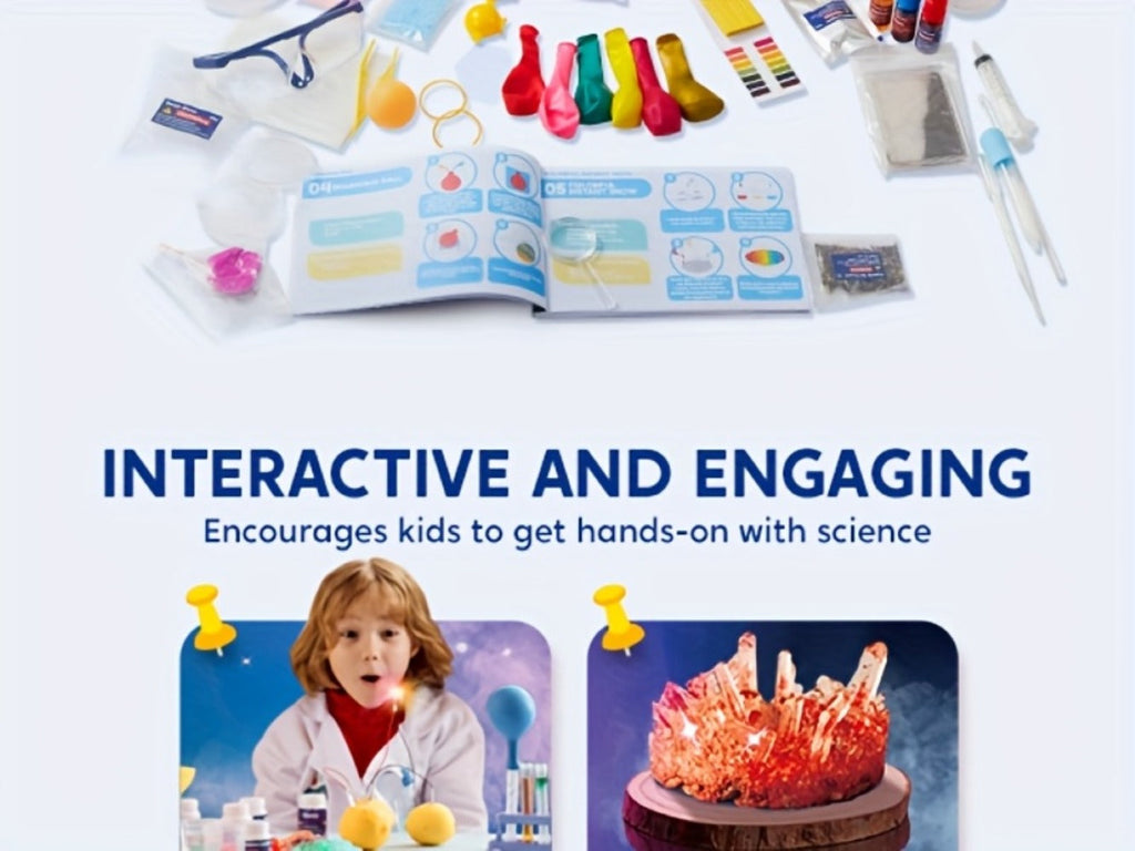 Jumbo Science Kit for Kids 130+ Experiments, STEM Chemistry Set with Crystal Growing Glowing Bulb Fossil Dig Soap Making — im