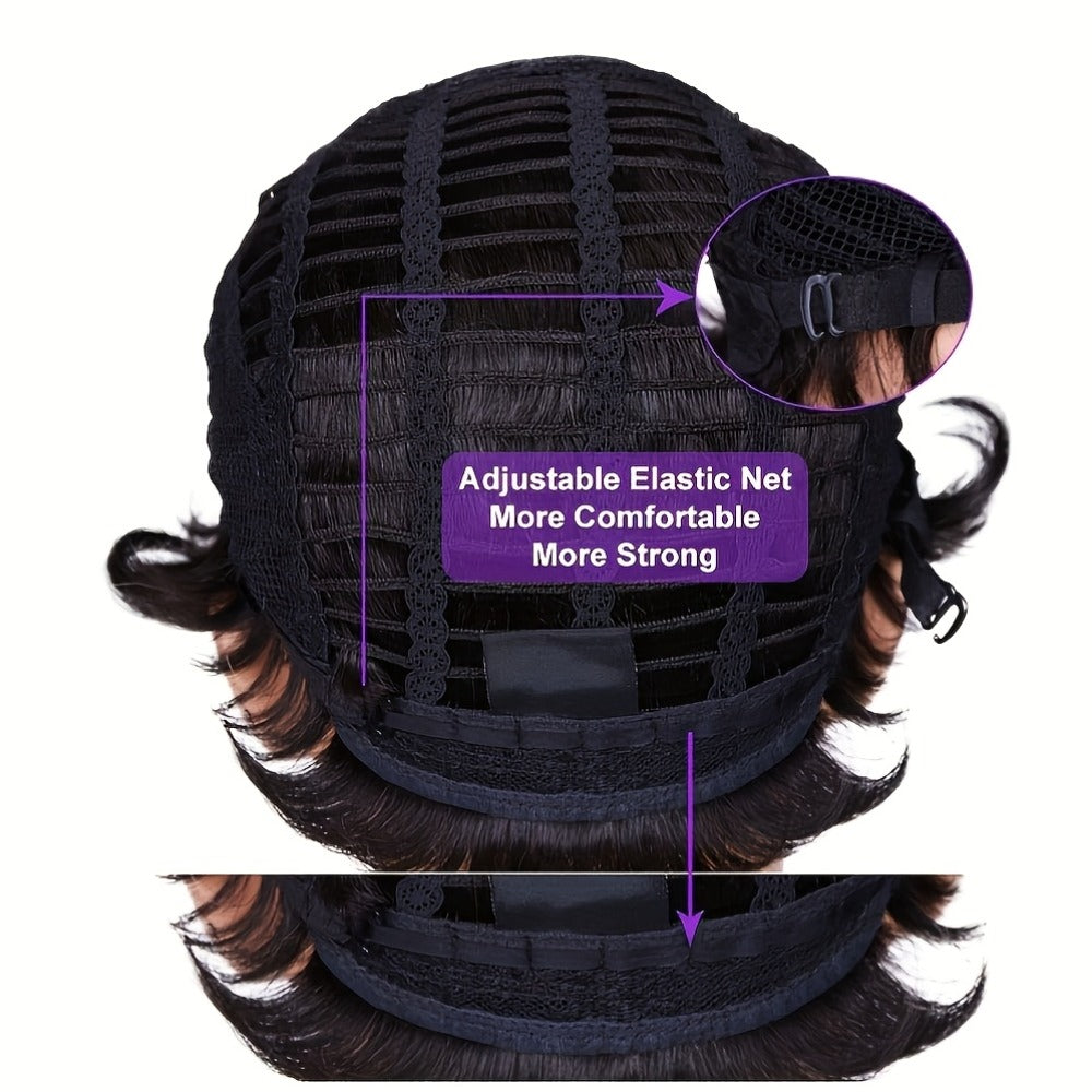 Synthetic Wig 10-Inch Short Body Waves in Natural Black with Adjustable Cap for Daily Style — image 7