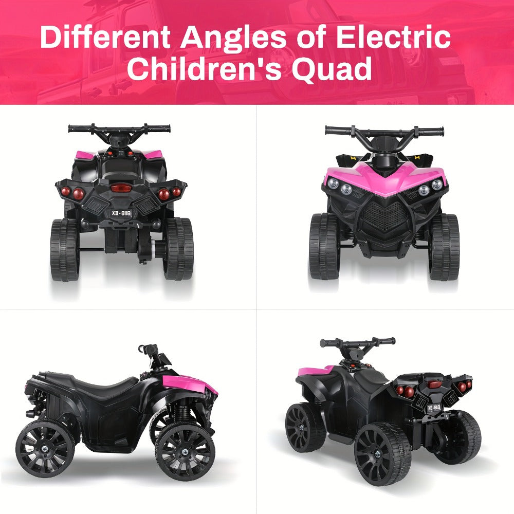 6V Kids Electric Quad ATV Ride-On 4-Wheeler with Headlights Foot Pedal Accelerator Treaded Anti-Slip Tires 1.86 MPH Outdoor B