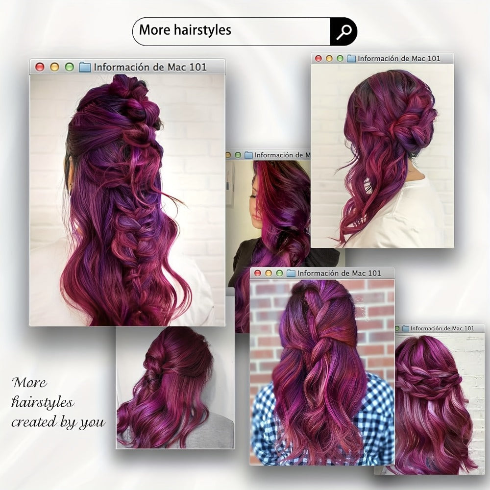 Synthetic Wig 26-Inch Ombre Rose-Red to Dark-Purple Body Waves with Bangs and Side Part for Cosplay — image 6