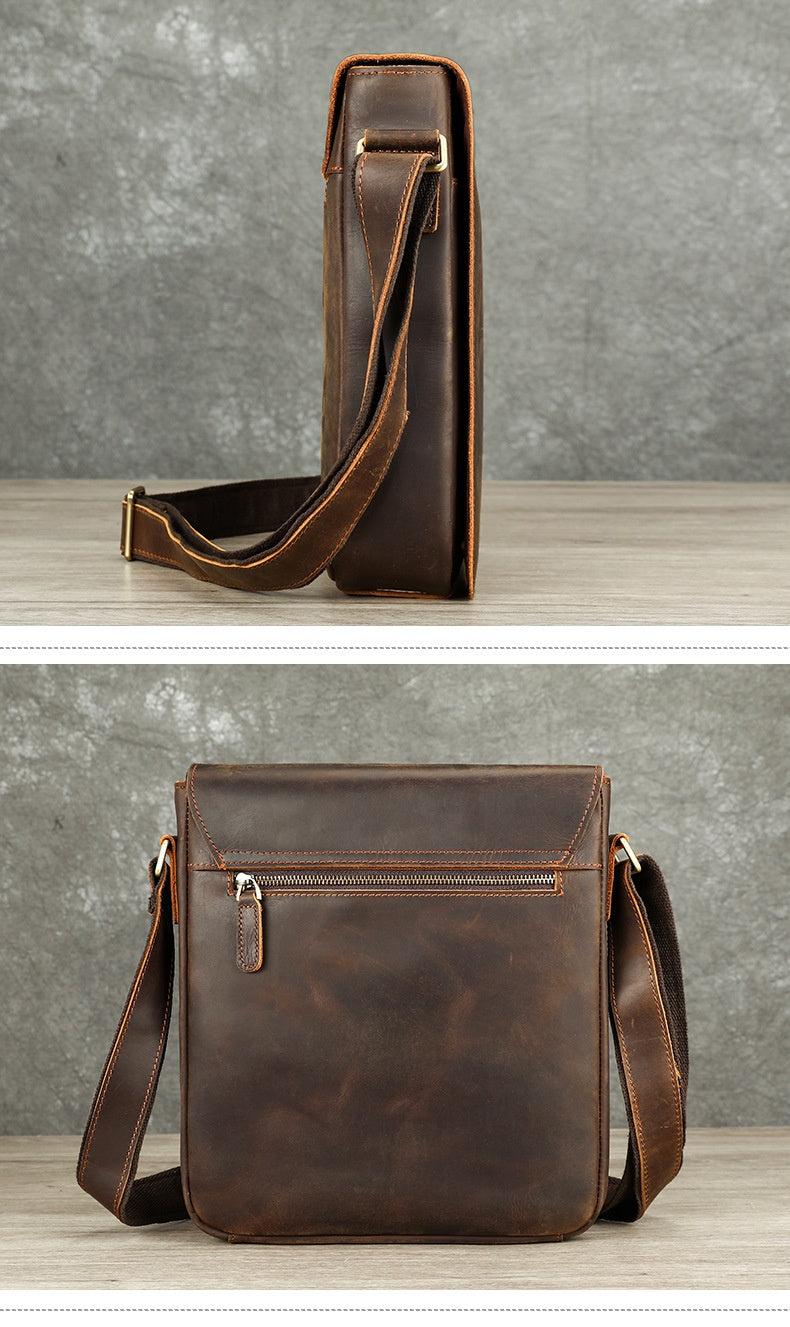Men's Premium Leather Crossbody Bag, Sophisticated And Casual Single-shoulder Design