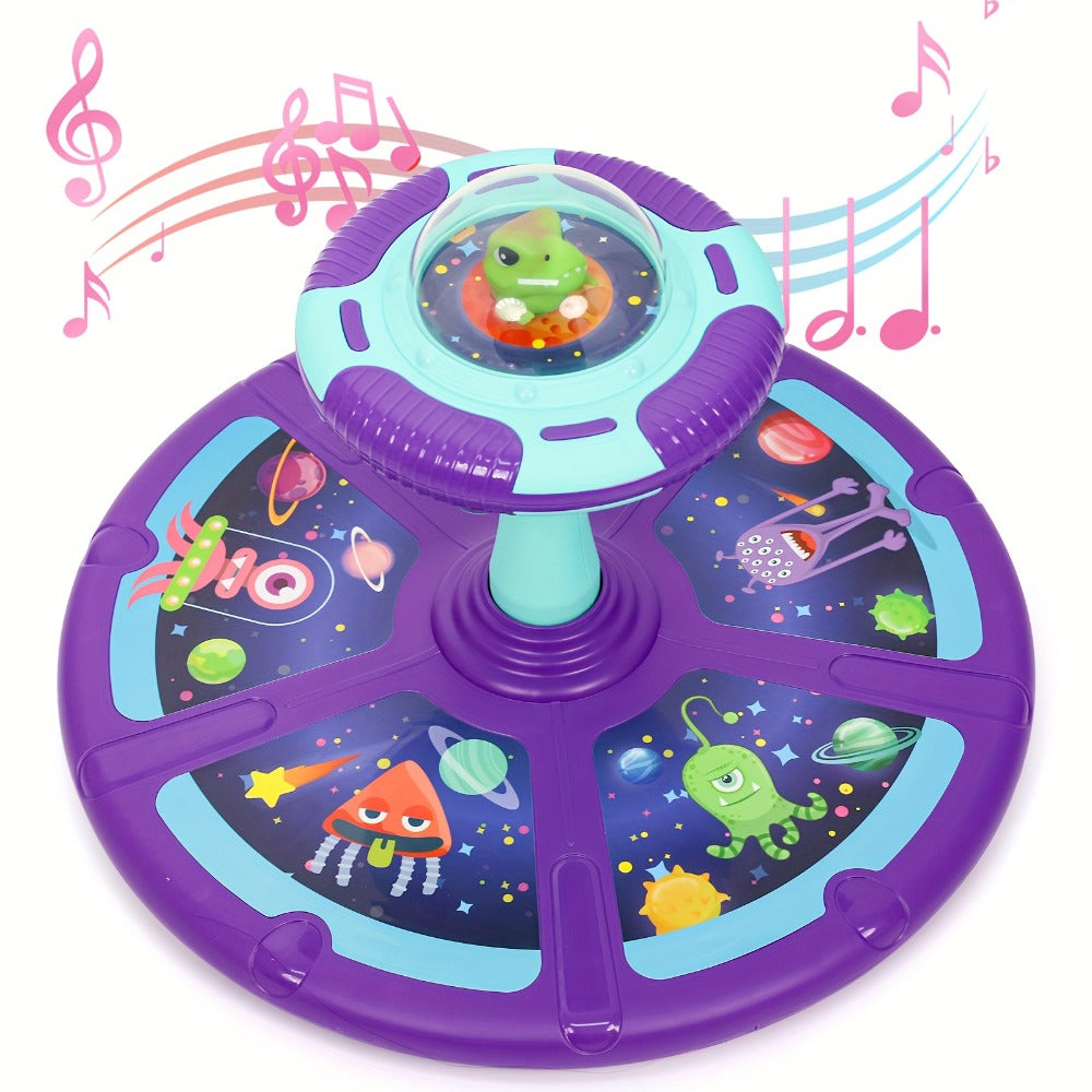Dinosaur Sit and Spin Toy for Toddlers with Music & LED Flash Lights, 360° Spinning Seat Interactive Sensory Toy for Kids 18 