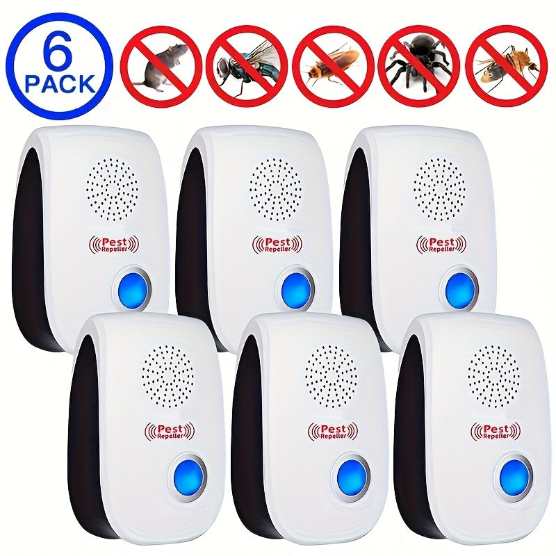 Electronic Rodent 6 Pack, Auto Frequency Ultrasonic Mouse Plug In, Indoor Pest Control Device for Home Kitchen Office Warehou