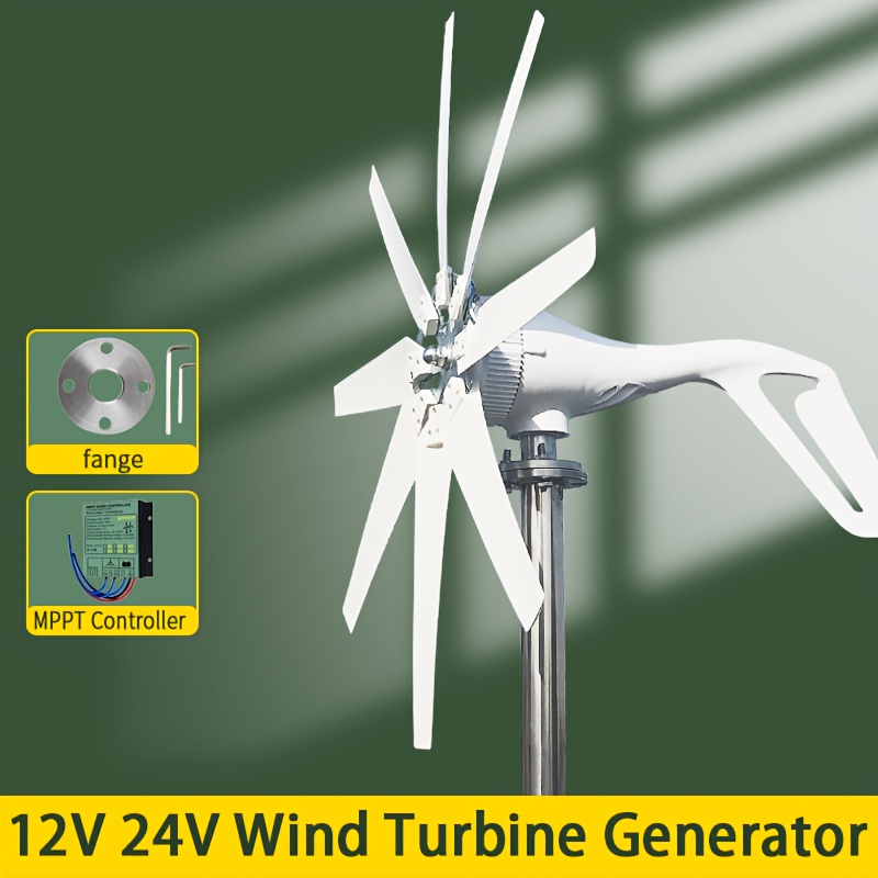 Wind Power Generator 1000W Horizontal Axis, 12V 24V with MPPT Controller, 6-Blade Coreless Magnet — image 6