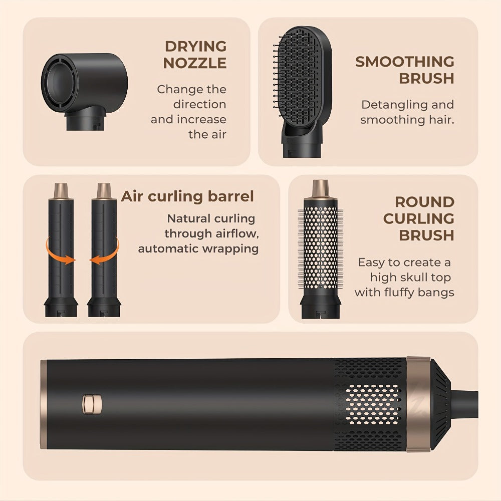 Hot Air Brush 5-in-1 Hair Dryer Brush with Round Barrel, Blow Dry, Curl, Straighten & Add Volume — image 6