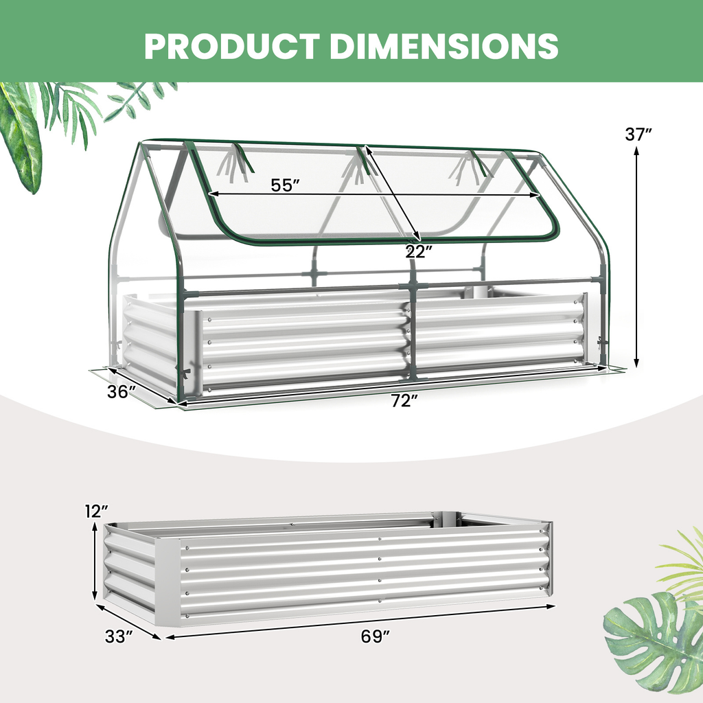 Raised Garden Bed with Greenhouse Cover 3-in-1 for Garden, Patio and Yard Use, with the Listed Configuration — image 8