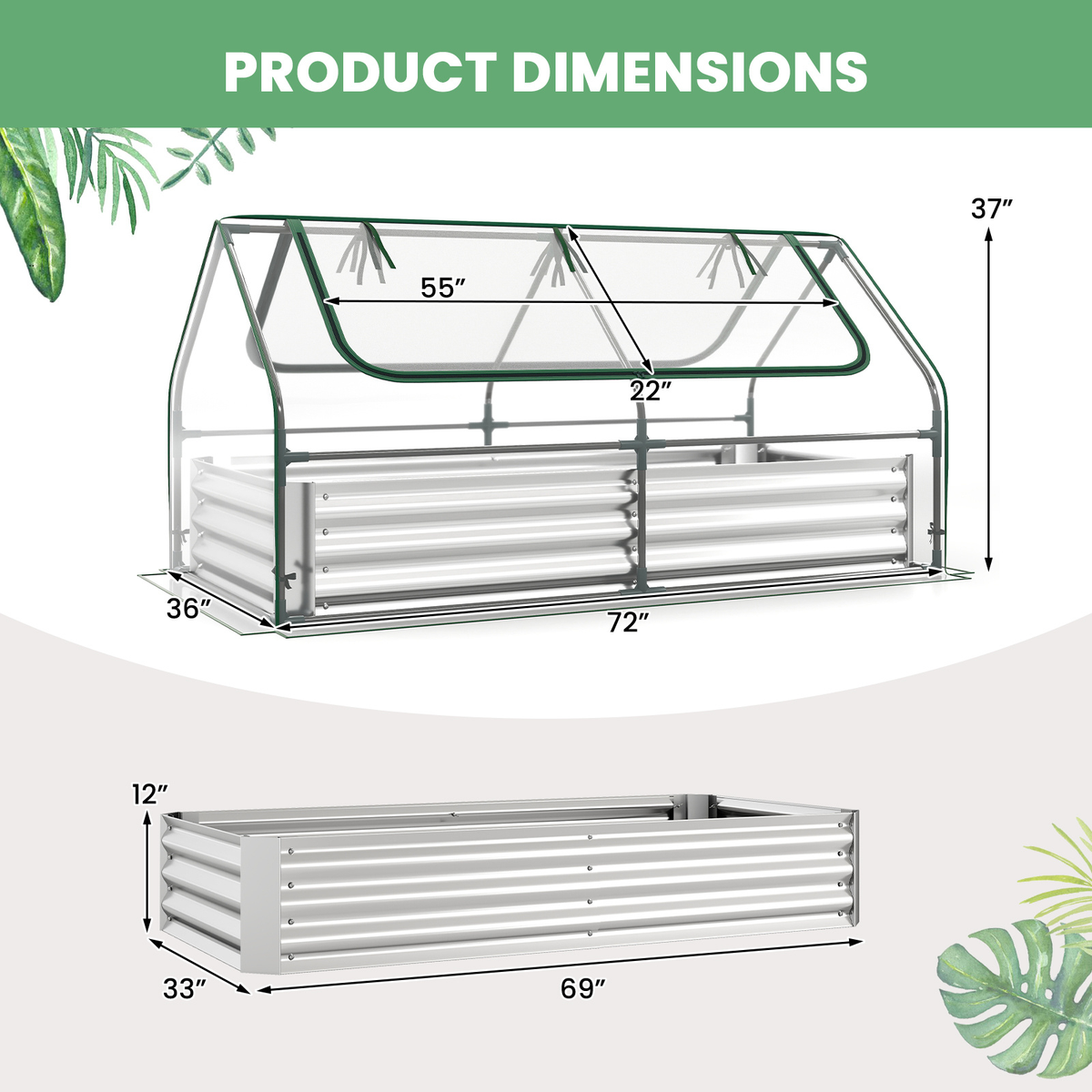 Raised Garden Bed with Greenhouse Cover 3-in-1 for Garden, Patio and Yard Use, with the Listed Configuration — image 8