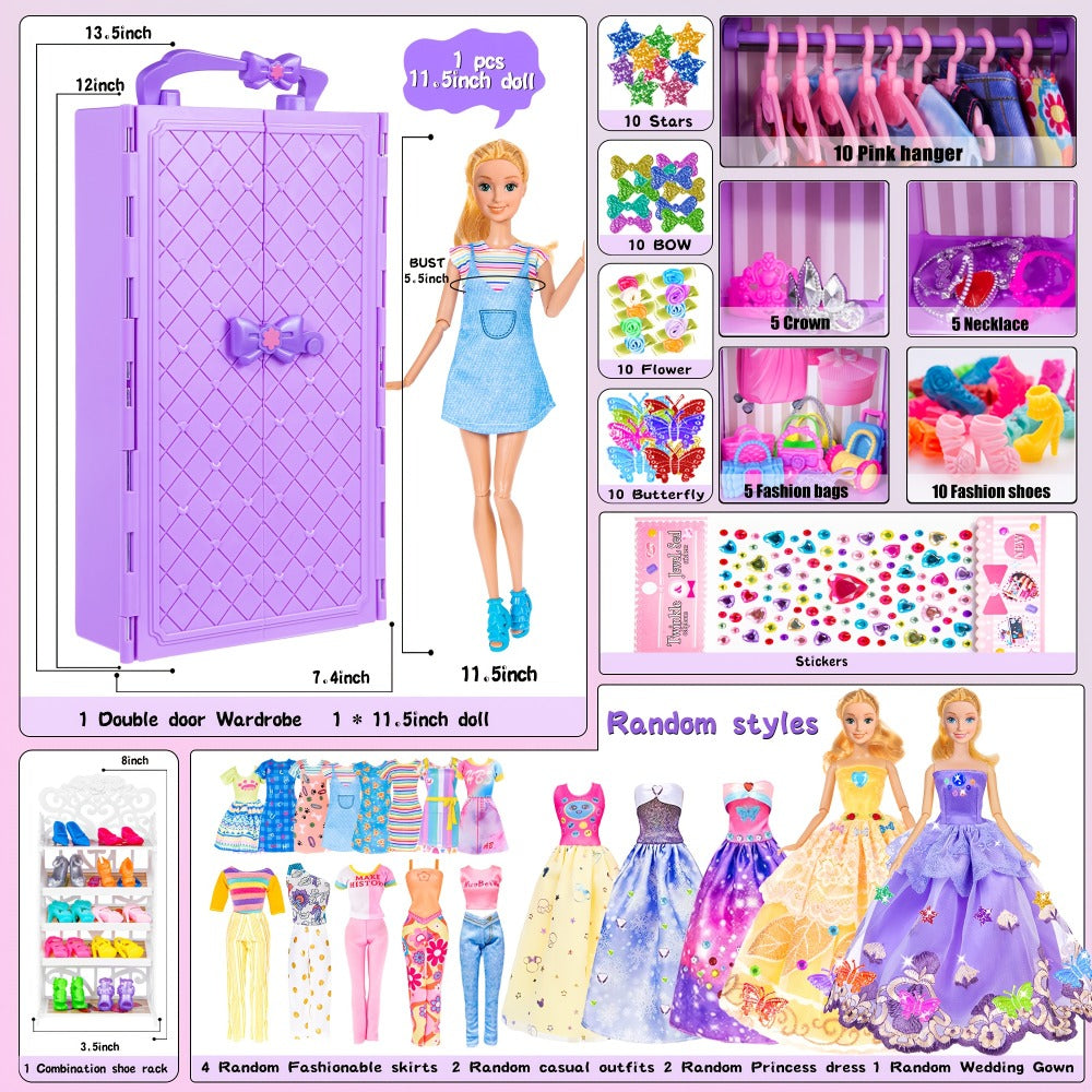 Doll Clothes & Closet Playset 91pcs for 11.5 Inch Fashion Dolls, Wardrobe with Princess Gowns, Dresses — image 2