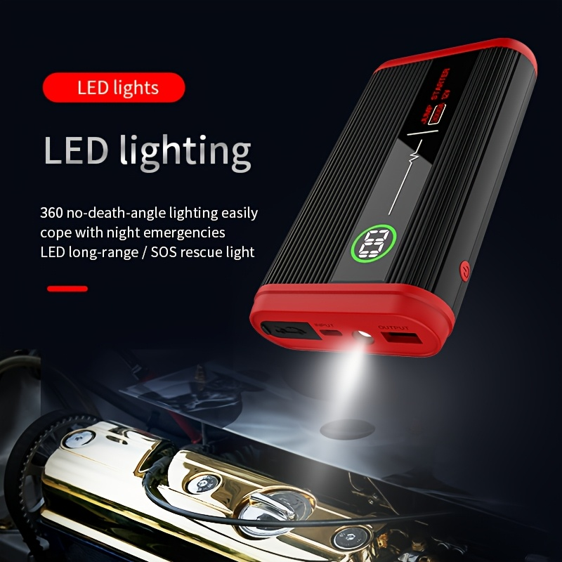 Lithium Jump Starter 3000A 8000mAh 12V Battery Pack USB-C Recharge Round LED Display for 6.0L Diesel for Garden, Patio and Ya