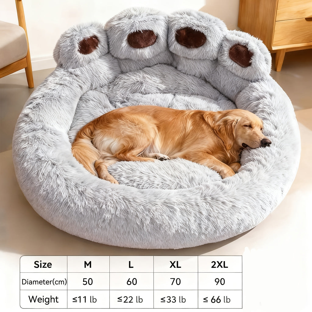 Bear-Paw Round Plush Pet Bed in Coffee, Pink or Gray with Four Weight-Labeled Size Options — image 26