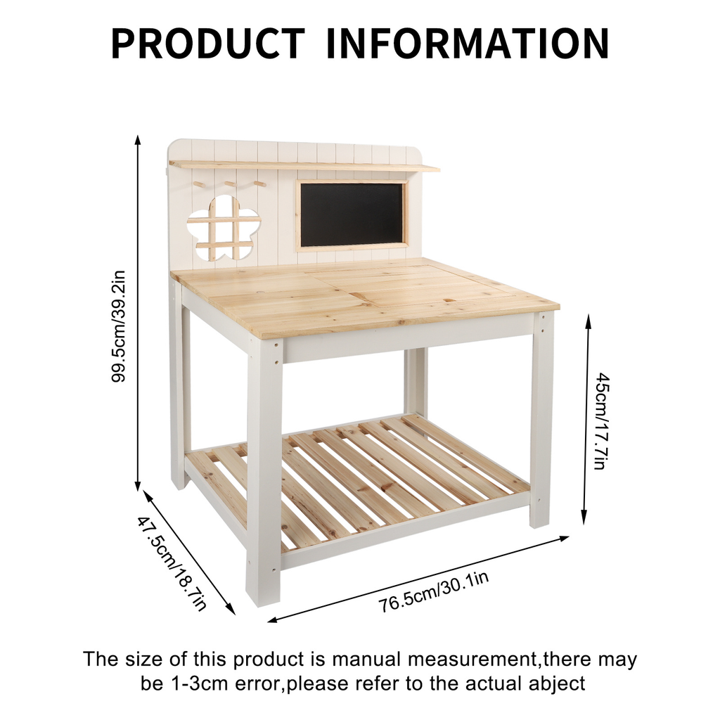 Potting Bench with Blackboard Removable Sink Hooks Double Shelf for Garden — image 10