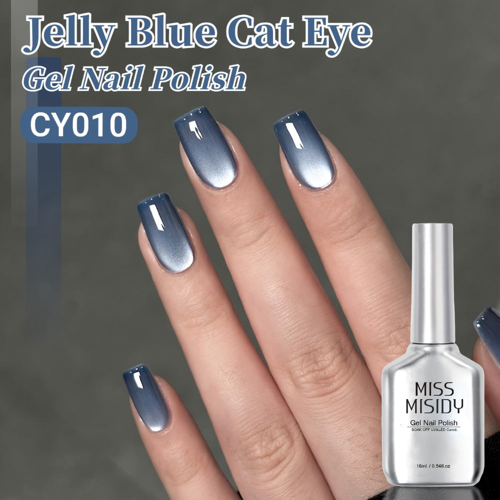 Cat Eye Gel Nail Polish Jelly Blue 0.54oz Sheer Glass-Like Finish – UV LED Soak-Off Long-Lasting Gel Polish for Manicure & Pe