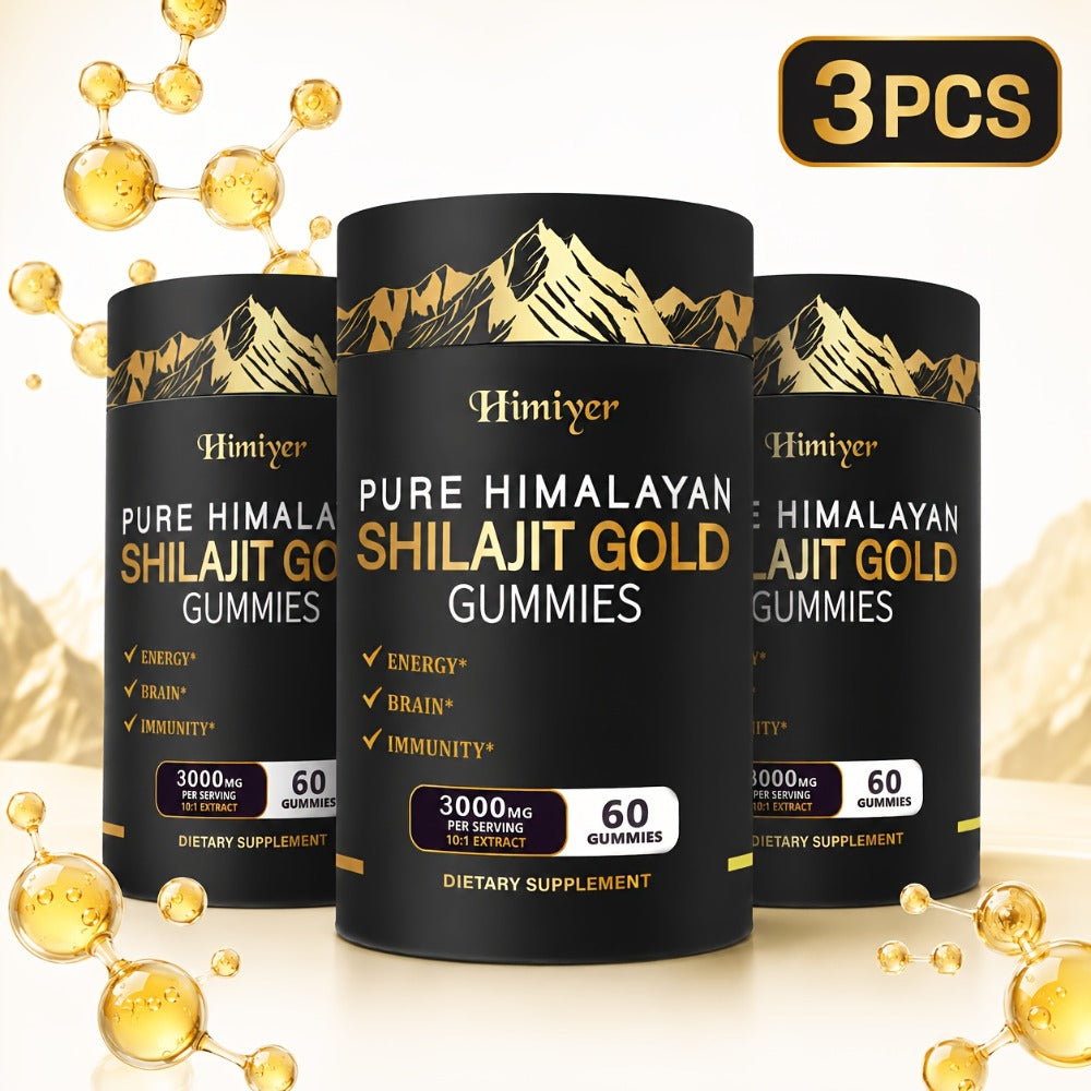 Herbal Supplement with Himiyer Label, Shilajit Gold Gummies 3000mg per Serving, 60 Gummies, One or Three Pieces — image 4