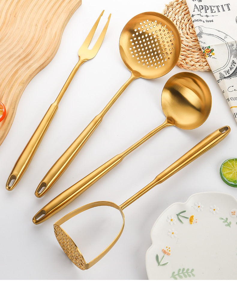 304 Gold-Plated Spatula And Strainer Set, 12-Piece Set