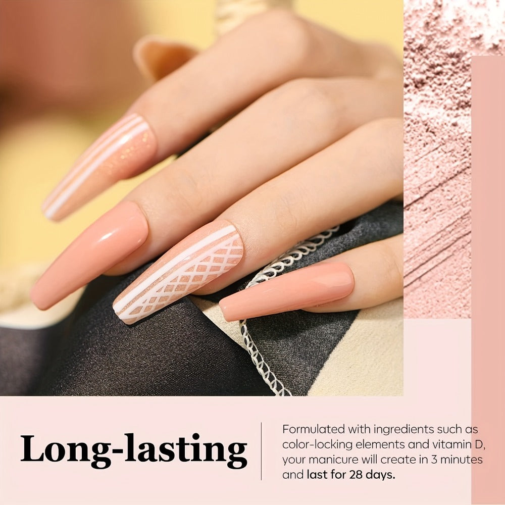 Acrylic Nail Kit NOCIS Four 10g Pink and Warm Neutral Powders with Liquid Monomer, Three Brushes and File — image 8