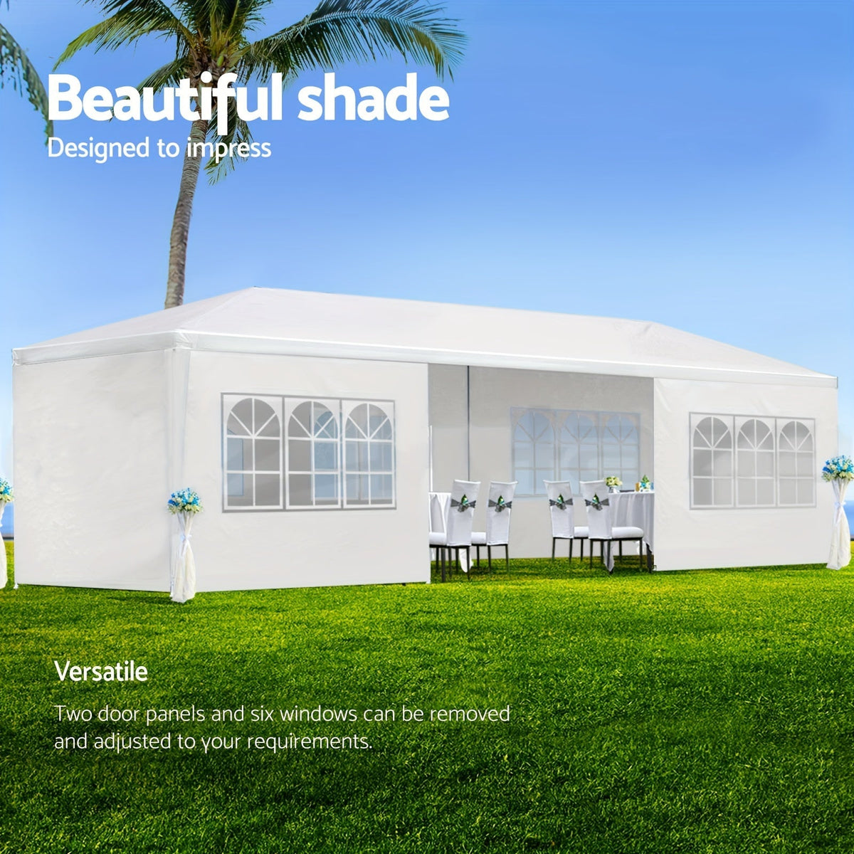 10x30ft Party Tent with Eight Removable Window Sidewalls in Pink, Black or White Color Options — image 10