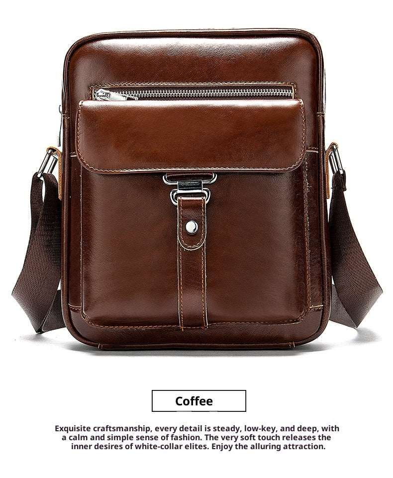 Men's Leather Messenger Bag Vintage Casual First Layer Cowhide