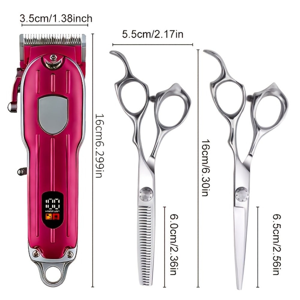 Barber Hair Clipper Kit for Men – USB Rechargeable Digital Size Adjustment, Complete Set with Scissors & 4 Limit Combs — imag