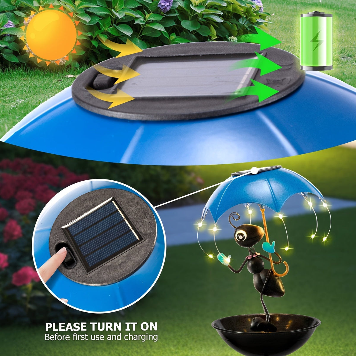 Solar Frog Statue Garden Light with Bird Feeder & LED String Decor, for Garden, Pathway and Patio Lighting — image 18