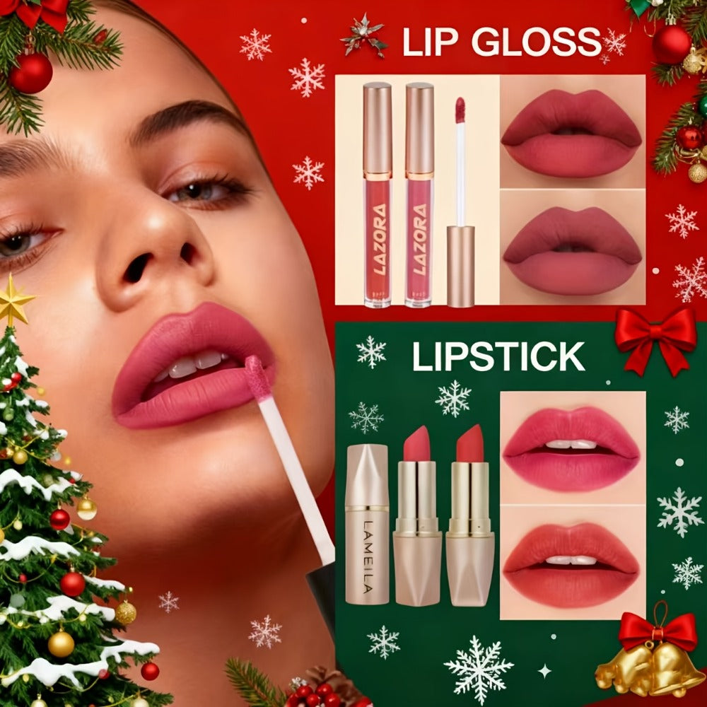 Makeup Kit with 18-Color Eyeshadow Palette, Face, Lip and Eye Cosmetics, Brushes and Tools in a Red Gift Box — image 8