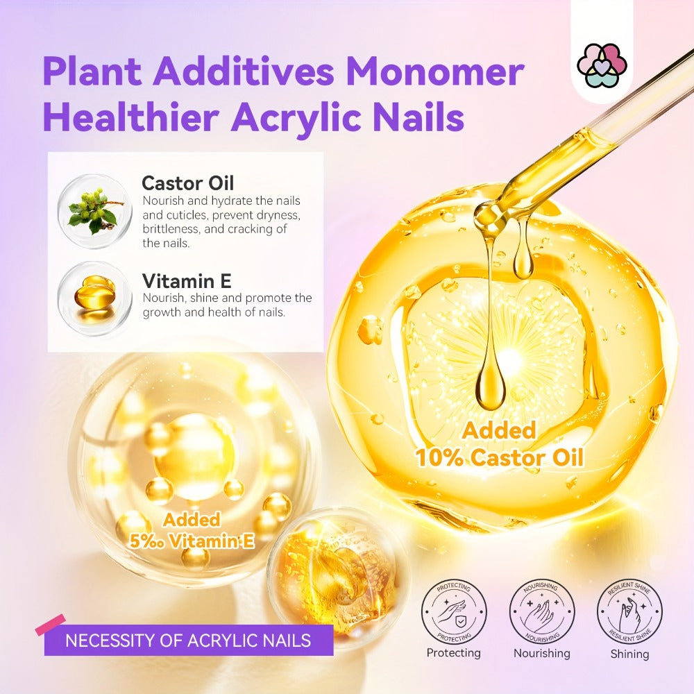 Odorless Acrylic Nail Liquid Monomer 8oz EMA Low Fume with Castor Oil & Vitamin E for Home and Salon Manicures — image 3