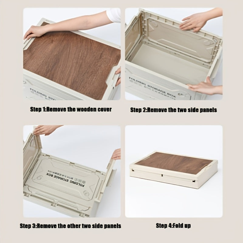 Folding Storage-Box Table with Five Access Doors and Wood-Look Top in One- or Two-Piece Color Options — image 3