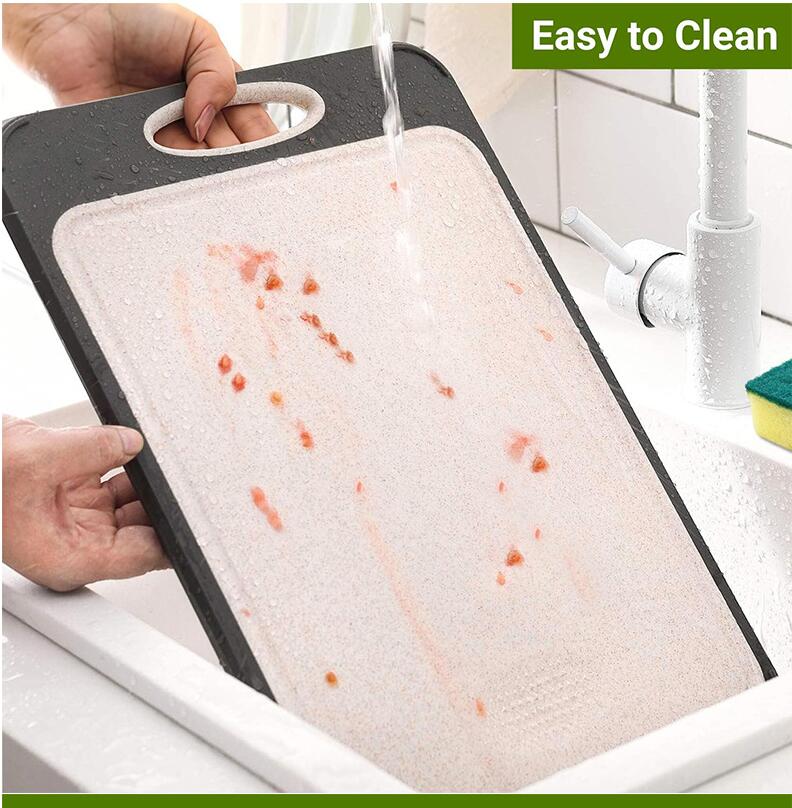 Double sided plastic stainless steel cutting board for household kitchen wheat straw PP cutting board cutting board