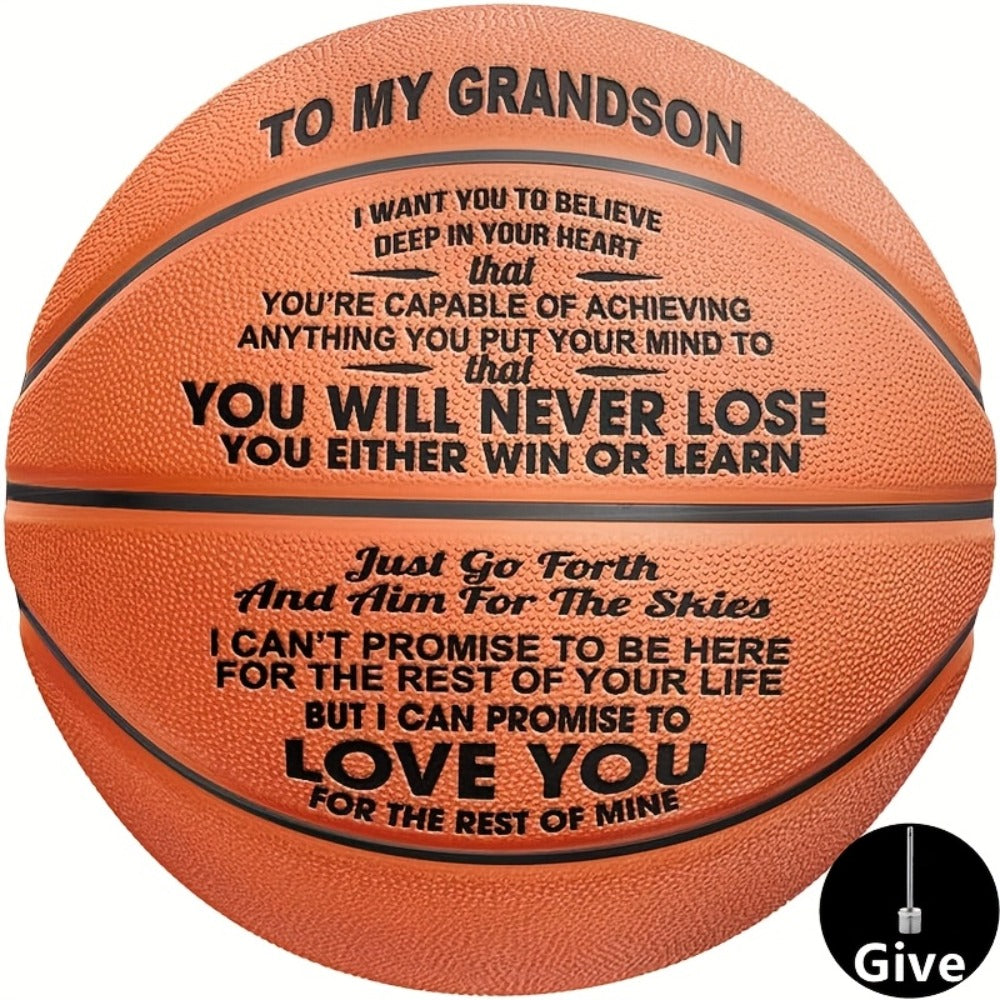 Personalized Basketball Gift for Son & Grandson Standard Size with Pump To My Son To My Grandson Heartfelt Message Sports Bir