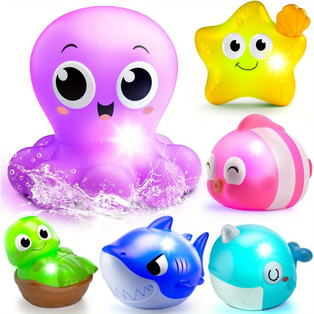 Light-Up Ocean Animal Bath Toy Sets with Random 6, 8 or 10-Piece Checkout Assortments Pictured — image 1