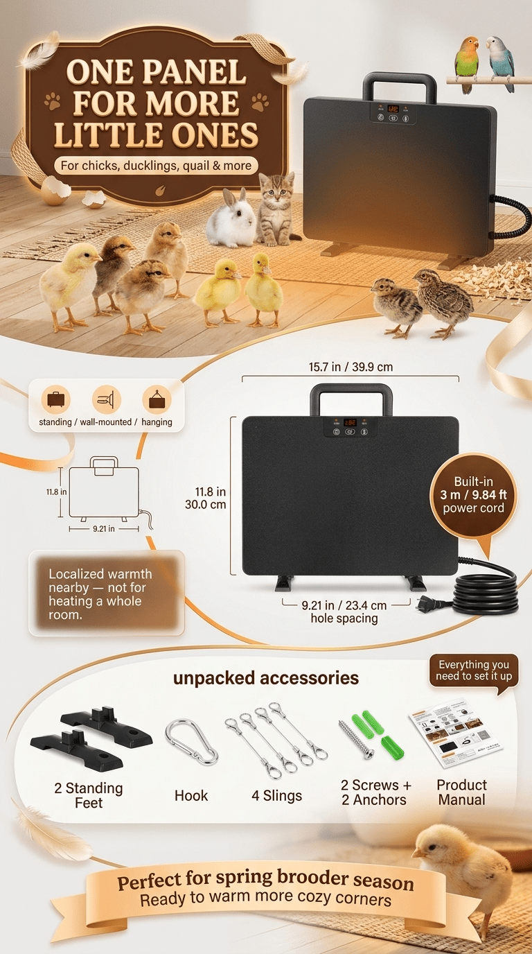Brooder Heater, Chick Duck Quail 3 Heat Levels Timer Digital Display for Garden, Patio and Yard Use — image 14