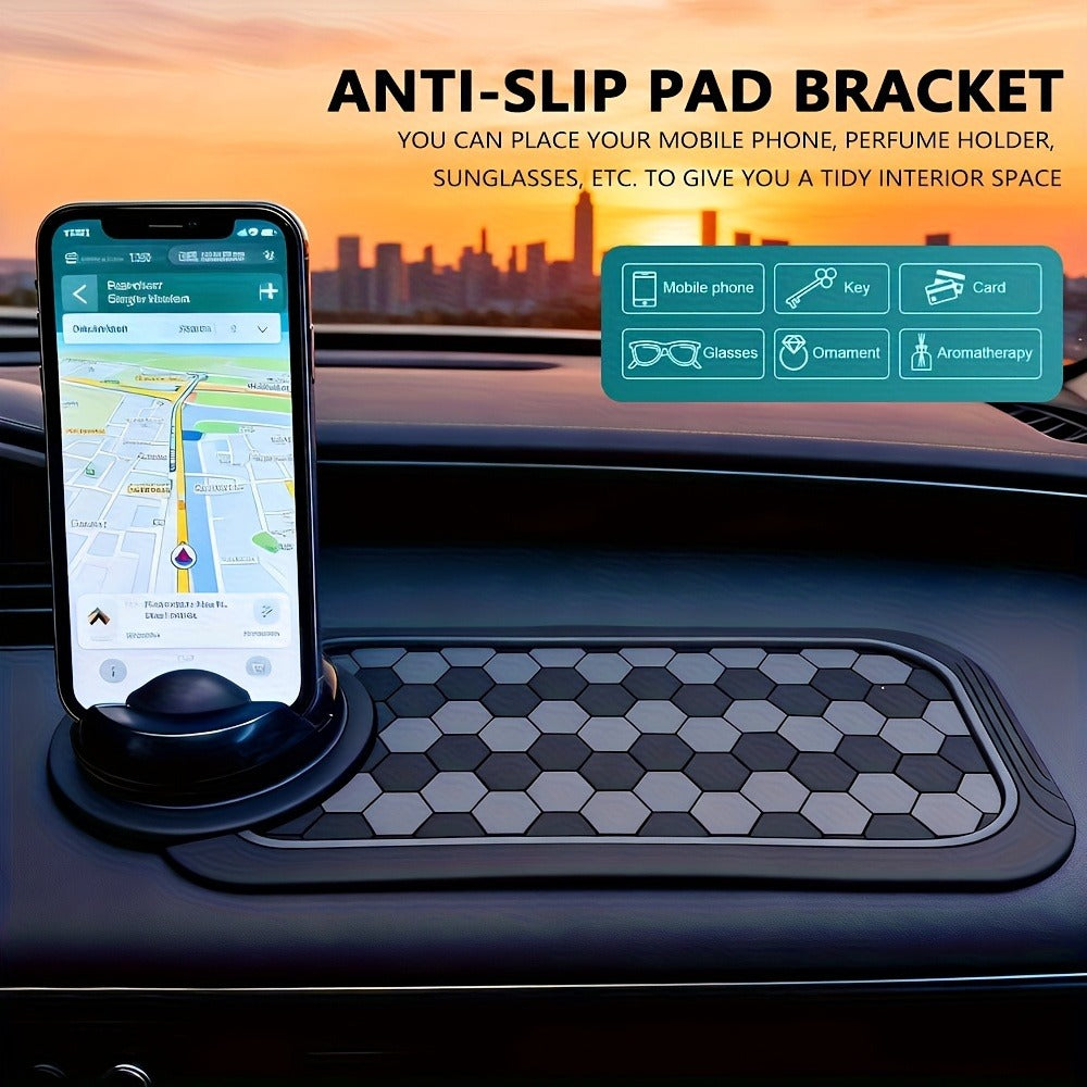 Car Dashboard Anti-Slip Pad with Phone Holder & Digital Number Plate Stickers – Multifunctional Non-Slip Dashboard Storage Ma