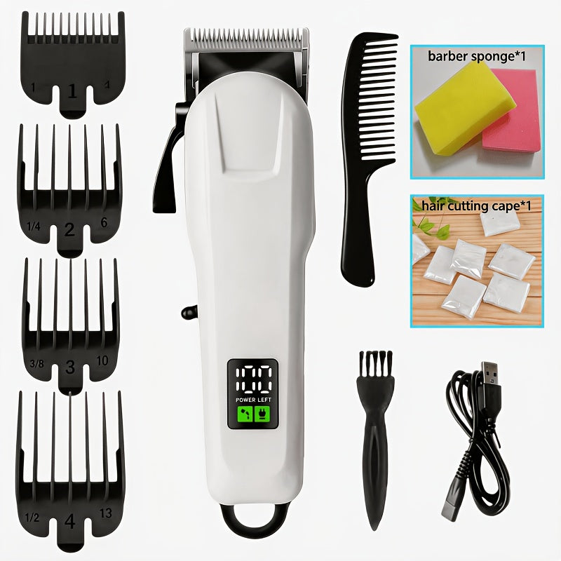 Hair Clippers & Trimmers KLY White Full-Size Clipper with LCD Display, USB Charging and Guide Comb Set — image 19