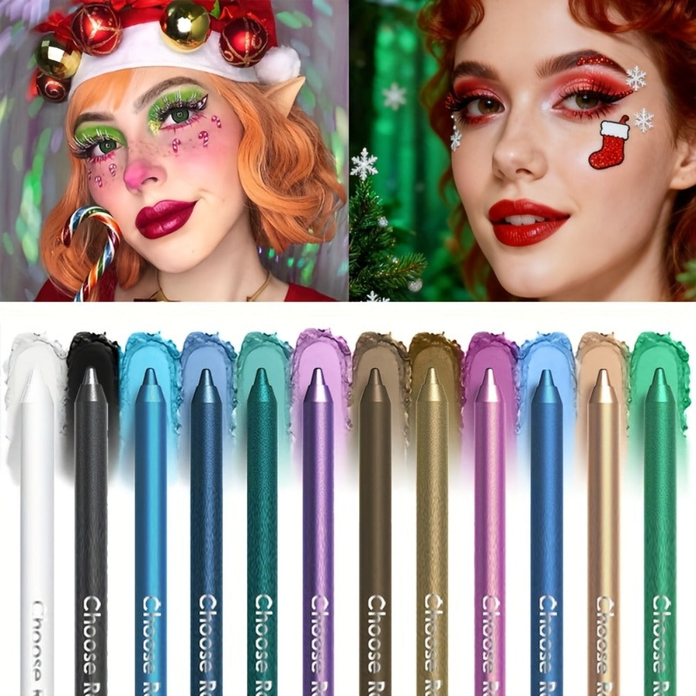 2-in-1 Eyeliner & Eyeshadow Pencil Set 12 Colors Matte Waterproof Smudge-Proof Blendable Eye, for Makeup, Travel and Everyday