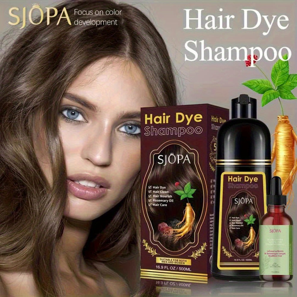 Gray Coverage Hair Dye Shampoo Kit 3-in-1 with Rosemary Hair Oil - Quick Color, Gentle & Natural Formula for Men & Women — im